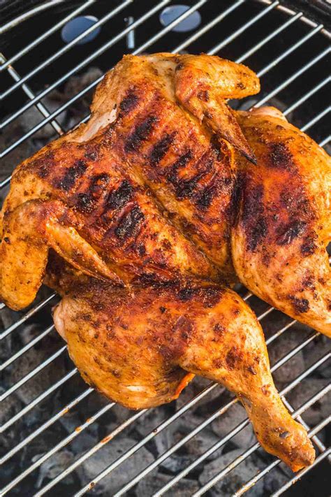cooking spatchcock chicken on gas grill